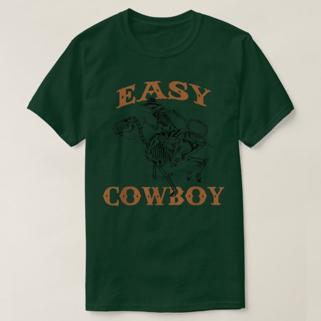 Camiseta Vintage do Skeleton Easy Cowboy  (Frente do Design)