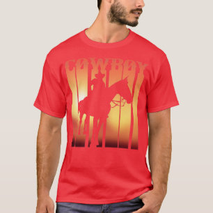 Camiseta Vintage do Sunset do Cowboy Ocidental