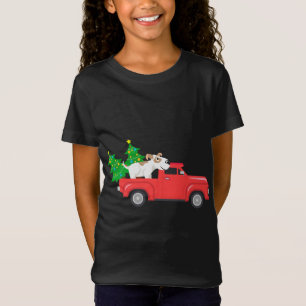 Camiseta Vintage Dog Wagon Árvore de Natal no Carro Xmas re