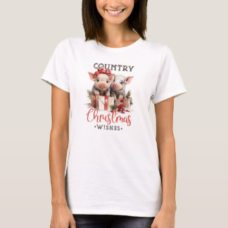 Camiseta Vintage dois porcos, faziam fazendas de Natal