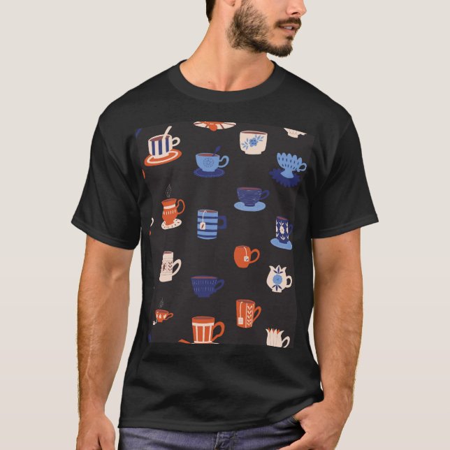 Camiseta Vintage Doodle Cups sem soleira (Frente)