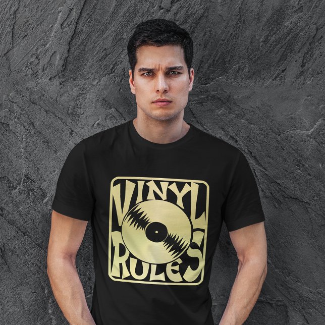 Camiseta Vintage Dourado Regimes de Vinil (Vintage Gold Vinyl Rules Record Men's T-shirt)