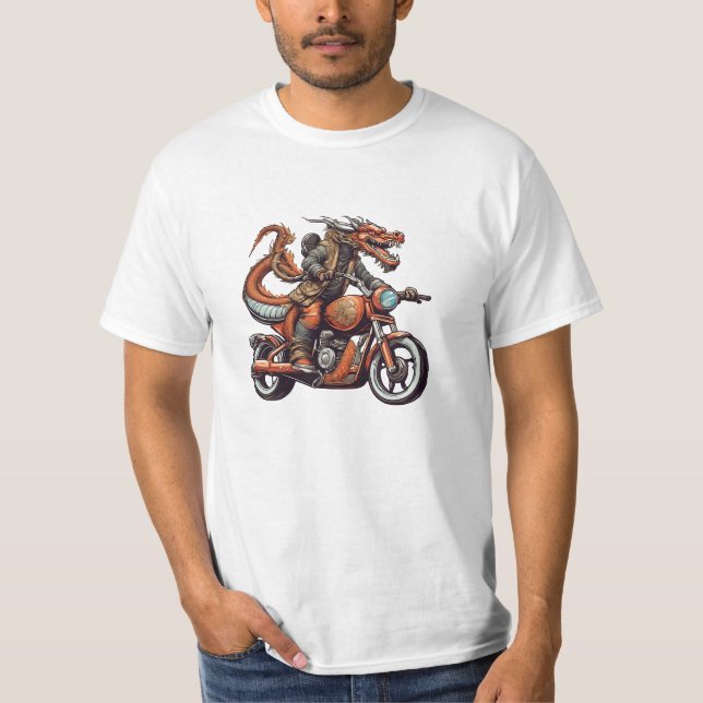 Camiseta Vintage Dragon dirigindo uma moto (Frente)