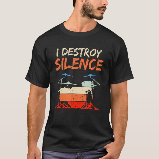 Camiseta Vintage Drummer Destrove Silence Drum 2 (Frente)