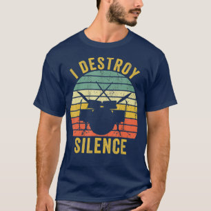 Camiseta Vintage Drummer Destrui Silence Engraçado Drums Pr