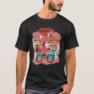 Camiseta Vintage duotone red panda bicicleta de bicicleta