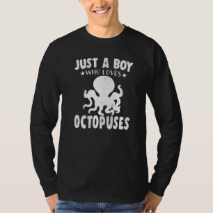 Camiseta Vintage É Apenas Um Menino Que Ama Octopus Animal