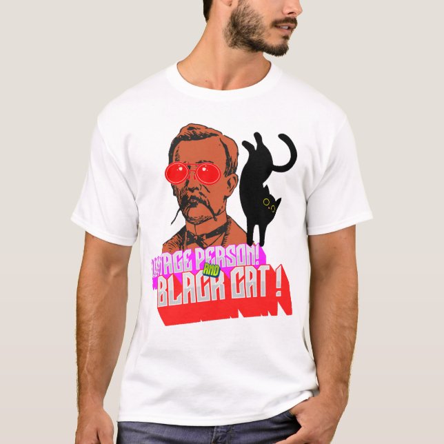 Camiseta vintage e gato preto (Frente)