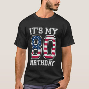 Camiseta Vintage É o meu 80 Aniversário Bandeira Americana 