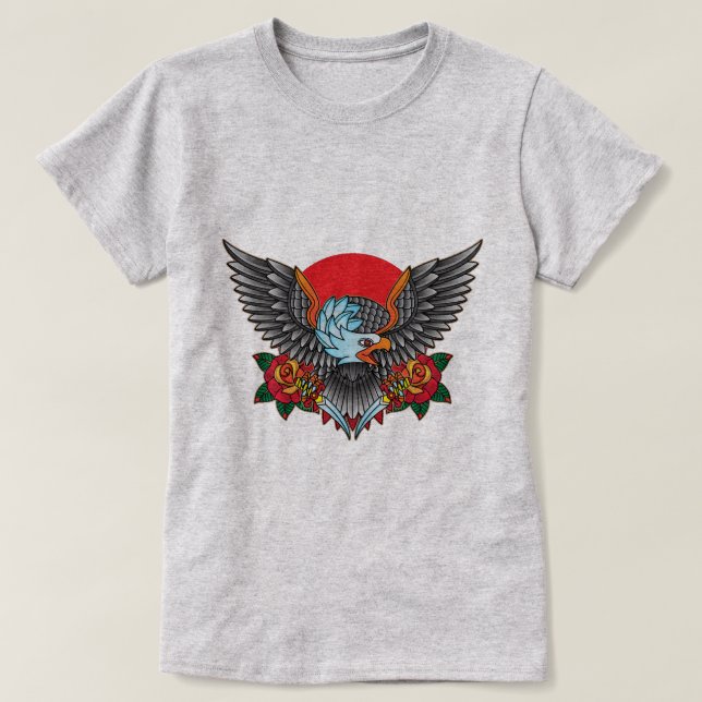 Camiseta Vintage Eagle Tattoo Themed T-Shirt (Frente do Design)