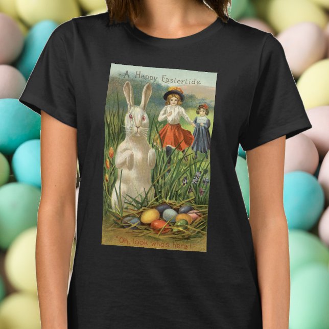 Camiseta Vintage Easter Bunny e Crianças Felizes Eastertide (Criador carregado)