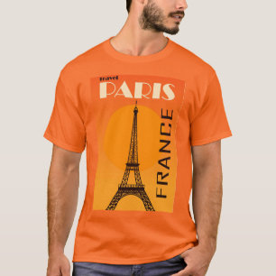Camiseta Vintage Eiffel Tower Paris Europa Viagem Orange