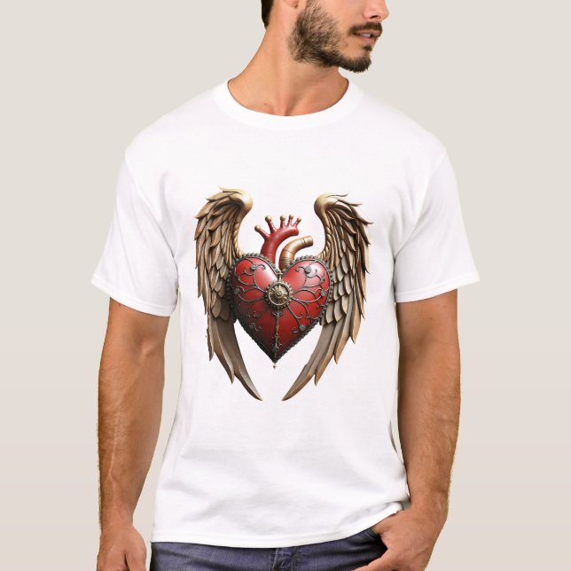 Camiseta Vintage elegance: an elegant clock and heart.  (Frente)