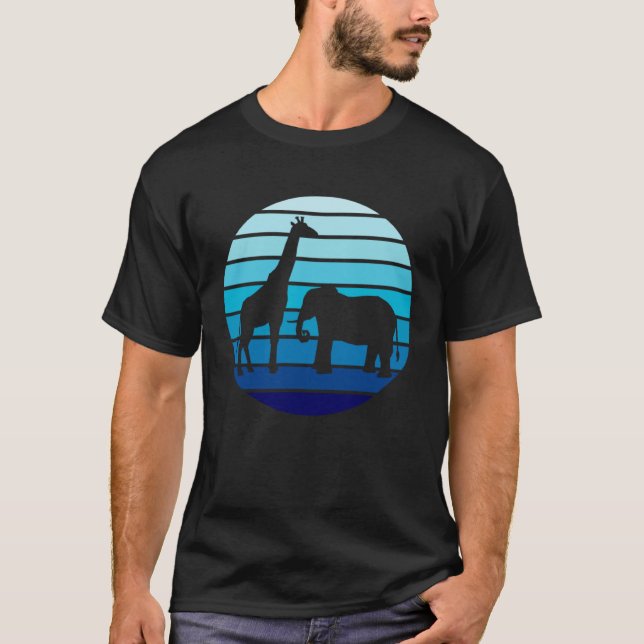 Camiseta Vintage Elephage Giraffe Retro Sunset (Frente)