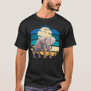 Camiseta Vintage Elephant Sunset Africa India Wilderness Wi
