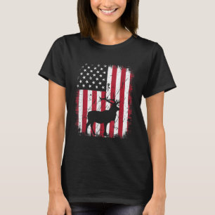 Camiseta Vintage Elk USA American Flag 4° Julho Patrioti