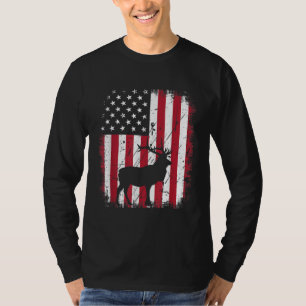 Camiseta Vintage Elk USA American Flag 4° Julho Patrioti