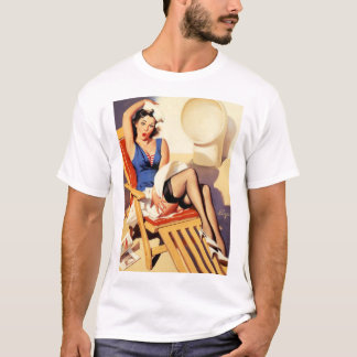 Camiseta Vintage Elvgren Cruise Ship Retro Pin Up Girl