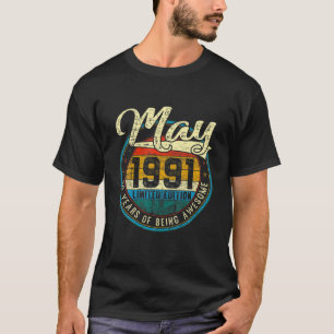 Camiseta Vintage em dificuldades maio de 1991 aniversário d