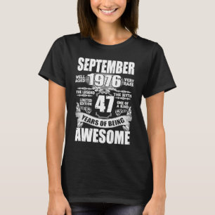 Camiseta Vintage em setembro de 1976, anos de idade 47 anos