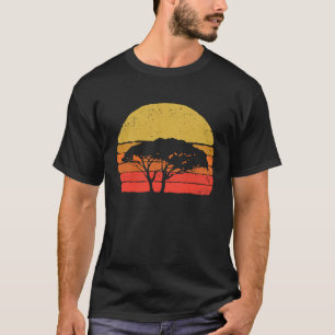 Camiseta Vintage em Sun Savanna Tree Minimalista Sunset