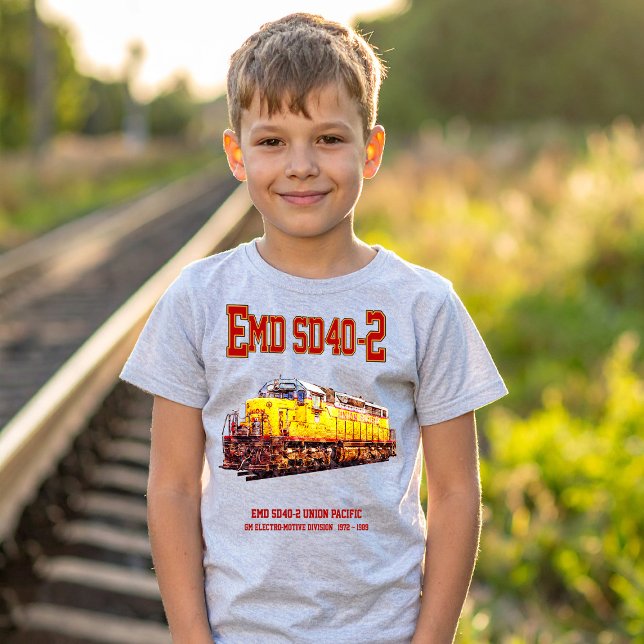 Camiseta Vintage EMD SD40-2 Locomotiva Diesel. (Vintage EMD SD40-2 Diesel Locomotive. Boy Basic T-Shirt)