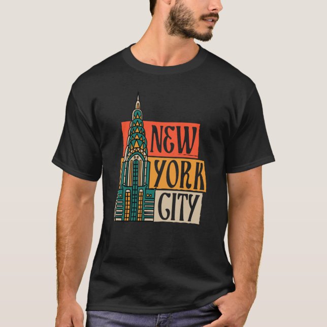 Camiseta Vintage Empire State Building Skyline EUA Souvenir (Frente)