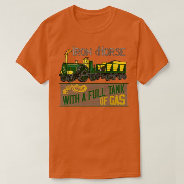 Camiseta vintage engraçada locomotiva de ferro (Frente do Design)