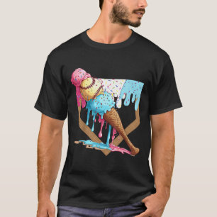 Camiseta Vintage Engraçado Sorvete de Baseball Derrubando B