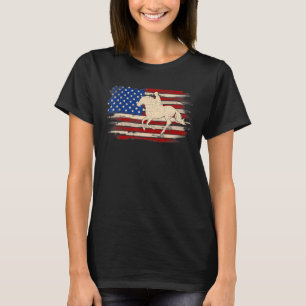 Camiseta Vintage Equestrian American Flag Horn 1