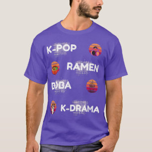 Camiseta Vintage Equipada Com Ramen pop Boba K-drama Kawaii