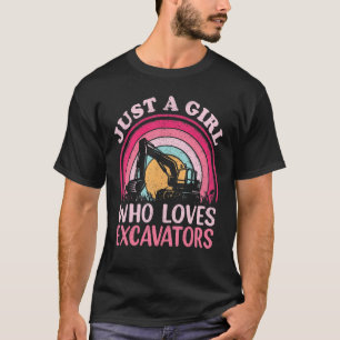 Camiseta Vintage Escavadora Apenas Uma Menina Que Adora Esc
