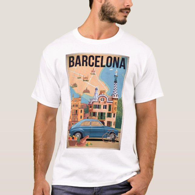Camiseta Vintage Espanha de Barcelona (Frente)