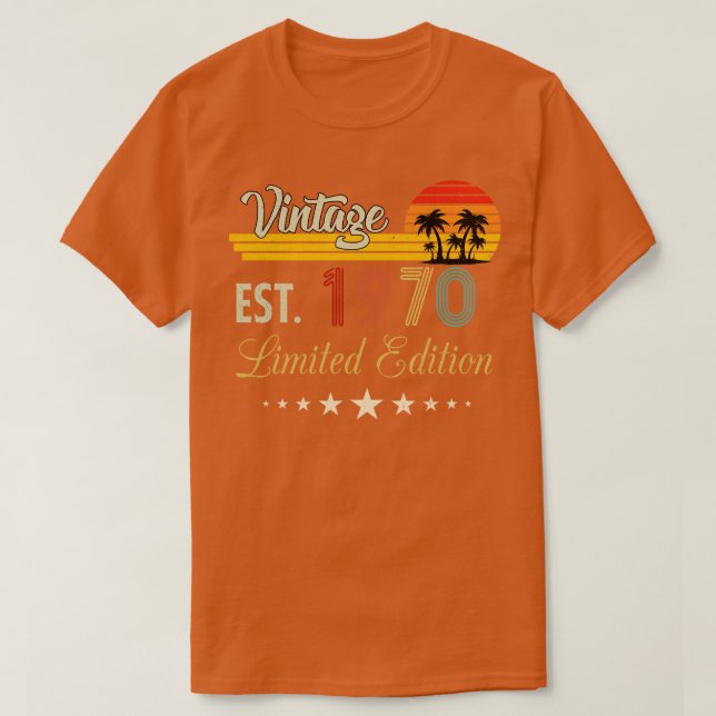 Camiseta Vintage Est 1970 Limited Edition Aniversário (Frente do Design)