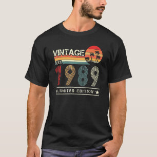 Camiseta Vintage Est 1989 33º Aniversário 33 Anos
