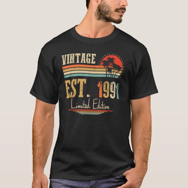 Camiseta Vintage Est 1991 31th Festa de aniversário (Frente)