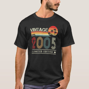 Camiseta Vintage Est 2005 17th Birthday 17 Anos de Idade