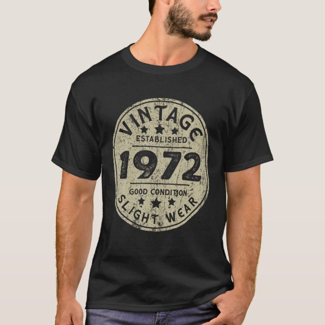 Camiseta Vintage estabeleceu 1972 50th Festa de aniversário (Frente)