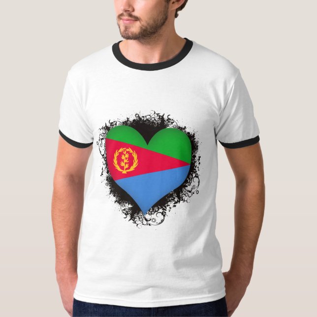 Camiseta Vintage eu amo Eritrea (Frente)
