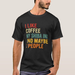 Camiseta Vintage Eu Gosto De Café Meu Cachorro Shiba Inu Pu
