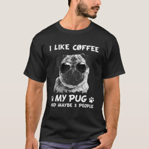 Camiseta Vintage Eu Gosto De Café Pug Dog 3 Pessoas Puppy L