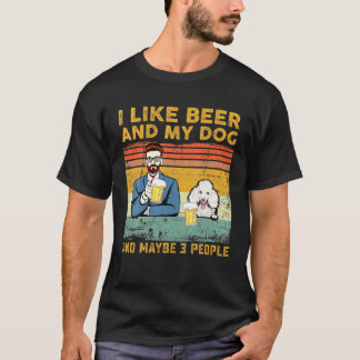 Camiseta Vintage Eu Gosto De Cerveja E Meu Cachorro E Talve
