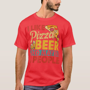 Camiseta Vintage Eu Gosto De Pizza Beer E Talvez 3 Pessoas