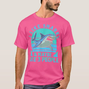 Camiseta Vintage Eu Gosto De Tubarões E Talvez Como 3 Pesso
