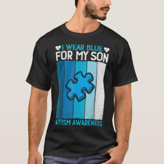 Camiseta Vintage Eu Visto Azul Para Meu Filho Autismo Sensi
