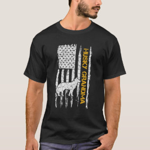 Camiseta Vintage EUA Bandeira Americana Siberian Husky Gran