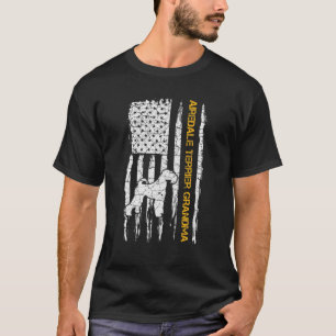 Camiseta Vintage EUA Flag Airedale Terrier Grandma