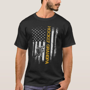 Camiseta Vintage EUA Flag American Proud Hockey Grandpa Sil