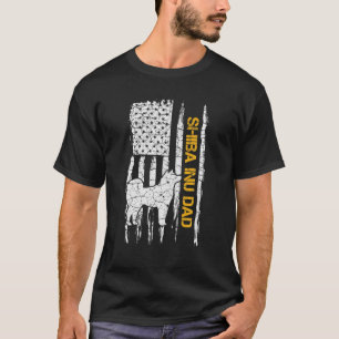 Camiseta Vintage EUA Flag Americana Shiba Inu Dog Pai Silho