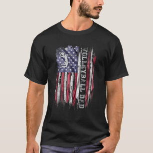Camiseta Vintage EUA Flag Americano Proud Pai de Voleibol S